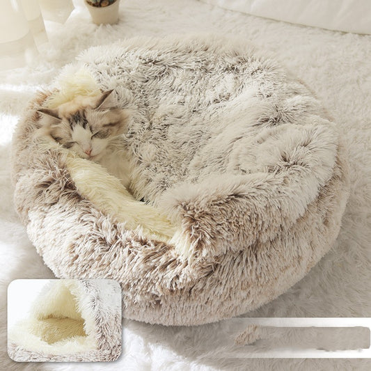 Soft Warm Velvet Cat Cave Nest Bed