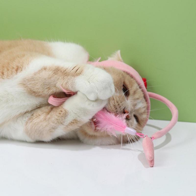 New Head Wearing Feather Funny Cat Stick - detail view - PET'S FUN | cat entertainment