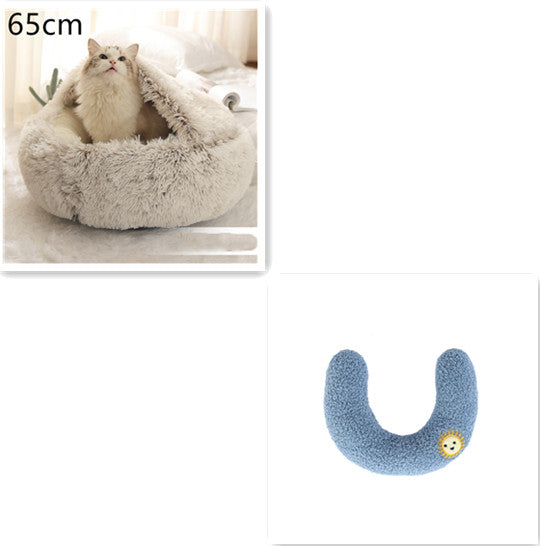 2 in 1 Dog and Cat Bed Pet Winter Bed Round Plush Warm - front view - PET'S FUN | premium pet products