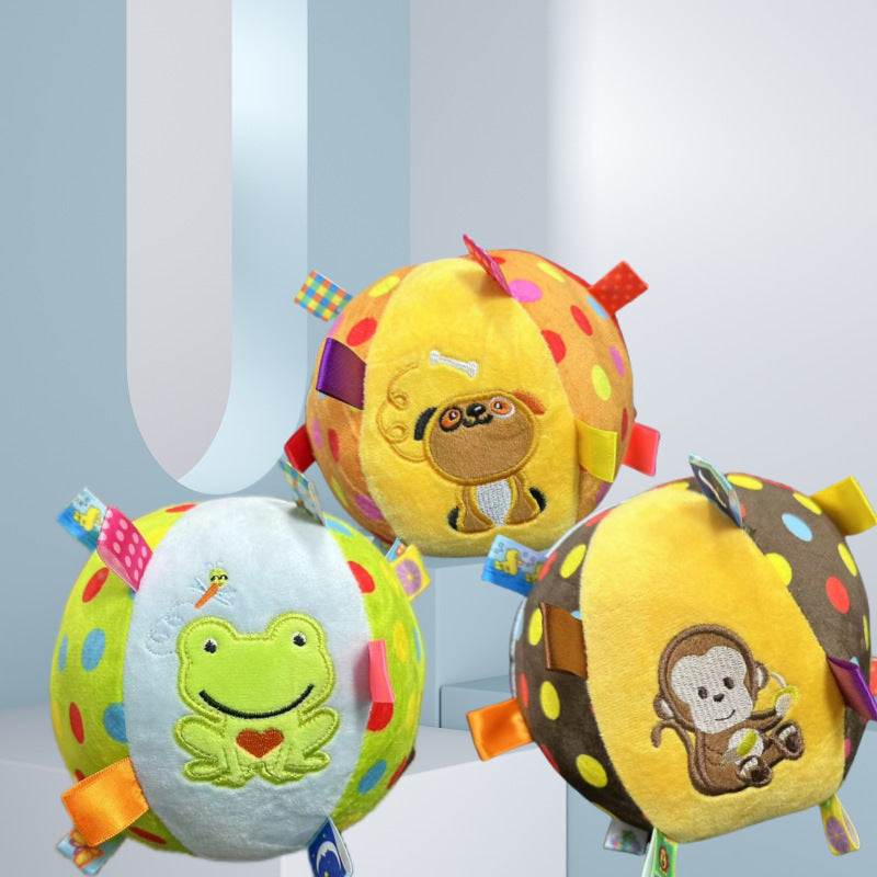 Plush Dog Sound Ringing Ball, Interactive Pet Toy, - front view - PET'S FUN | dog toy