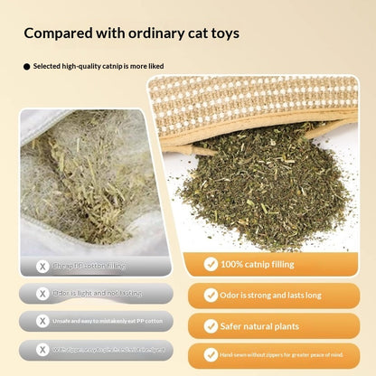 Cat Toy, Catnip Pillow, Self-amusing Chew Toy, - side view - PET'S FUN | cat supplies