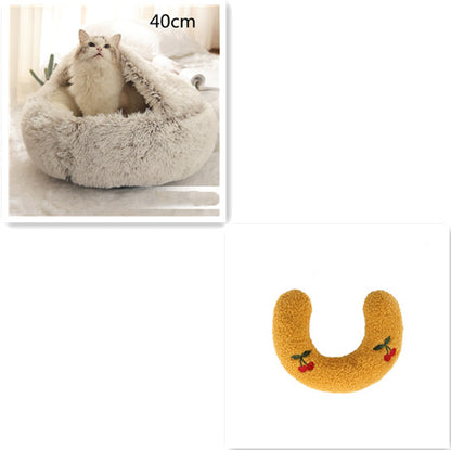 2 in 1 Dog and Cat Bed Pet Winter Bed Round Plush Warm - side view - PET'S FUN | pet play