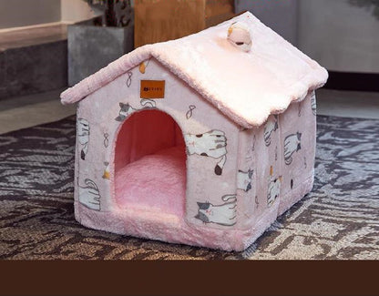 Foldable Dog House Pet Cat Bed Winter Dog Villa Sleep - side view - PET'S FUN | cozy pet bed