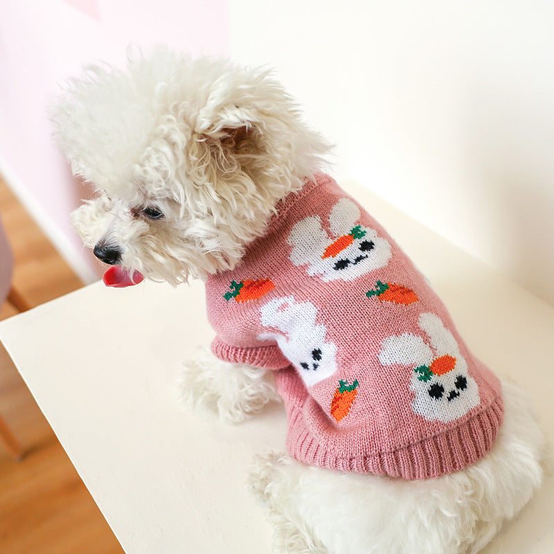 Bowknot Dog Clothes Cat Costume Hollow Knit - back view - PET'S FUN | interactive cat toy