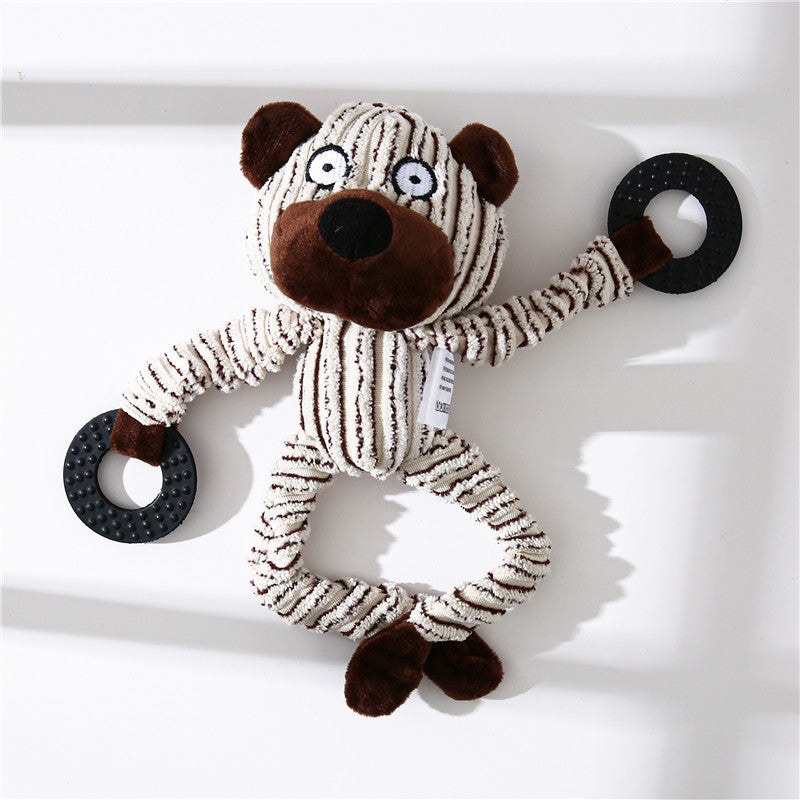 Pet Toy Donkey Shape Corduroy Chew Toy for - back view - PET'S FUN | dog entertainment