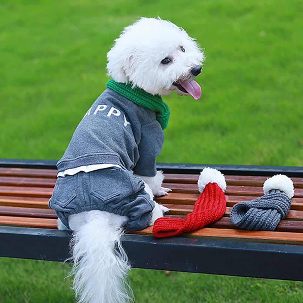 Pet christmas wool scarf - front view - PET'S FUN | pet bed