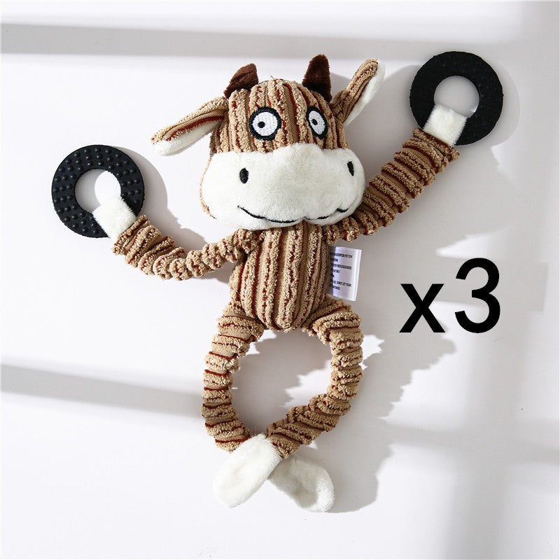 Pet Toy Donkey Shape Corduroy Chew Toy for Dogs Puppy Squeaker | PET'S FUN