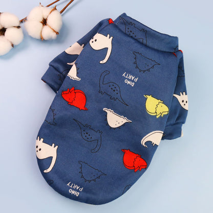 Printed Cartoon Pet Clothes Plus Velvet - front view - PET'S FUN | pet play