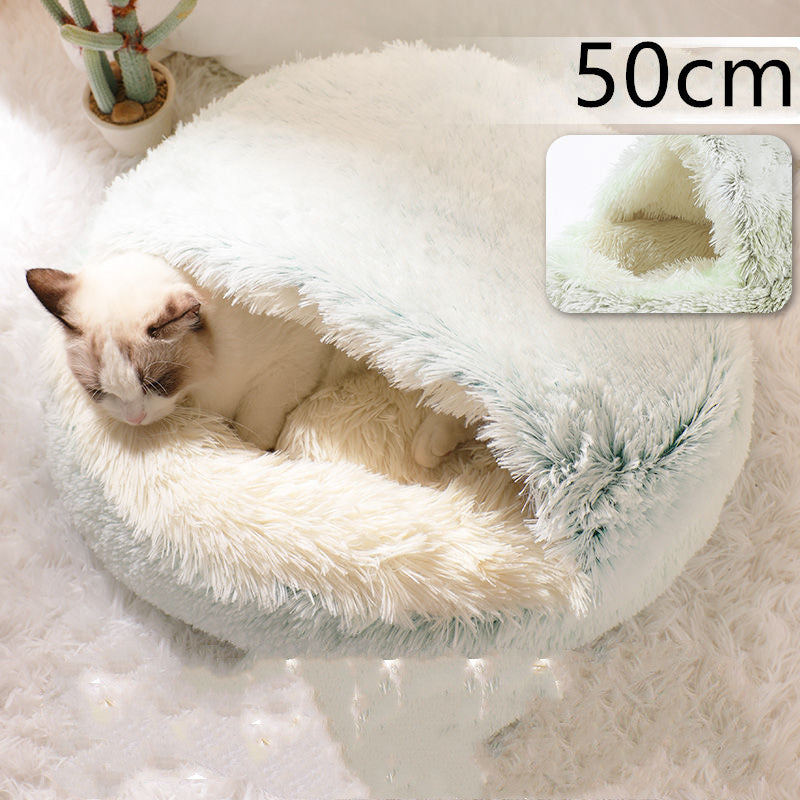 2 in 1 Dog and Cat Bed Pet Winter Bed Round Plush Warm - side view - PET'S FUN | premium pet products