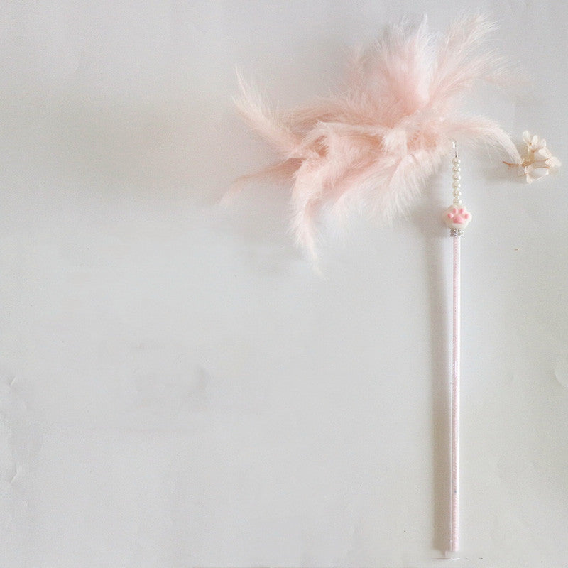 Funny Cat Stick Bell Feather Tassel Fur Ball - side view - PET'S FUN | cat toy