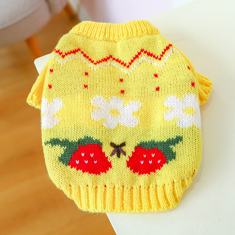 Bowknot Dog Clothes Cat Costume Hollow Knit - back view - PET'S FUN | cat accessories
