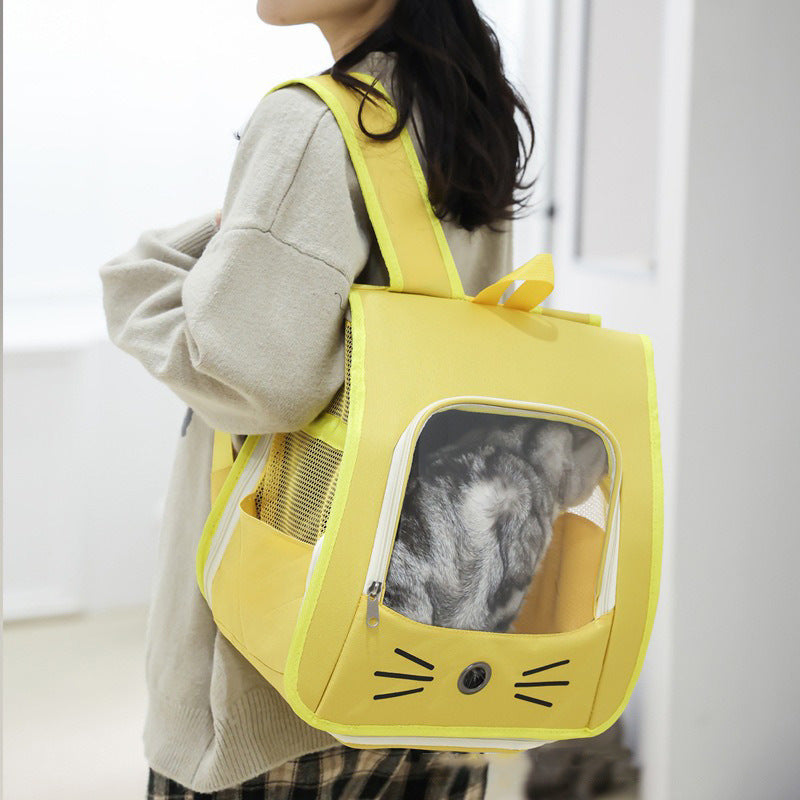 Pet Cat Carrier Bag Cat Backpack Outdoor Breathable - side view - PET'S FUN | cat entertainment