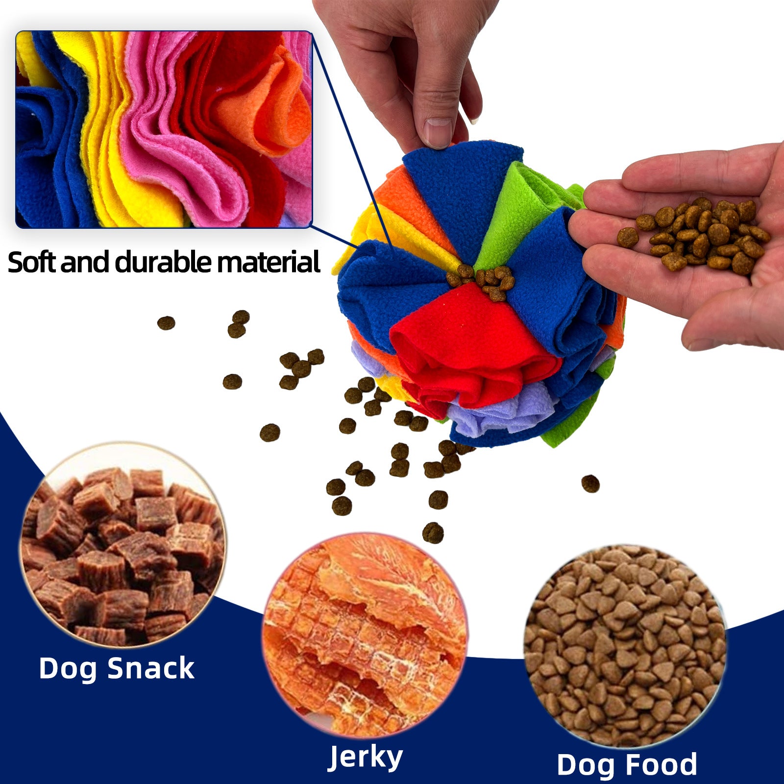 Pet Sniffing Toy Ball Molars Colorful Ball - back view - PET'S FUN | dog accessories