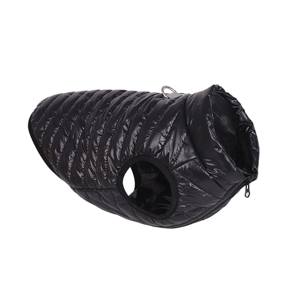 Autumn Winter Full Nylon Zipper Puppy Jacket - front view - PET'S FUN | dog play