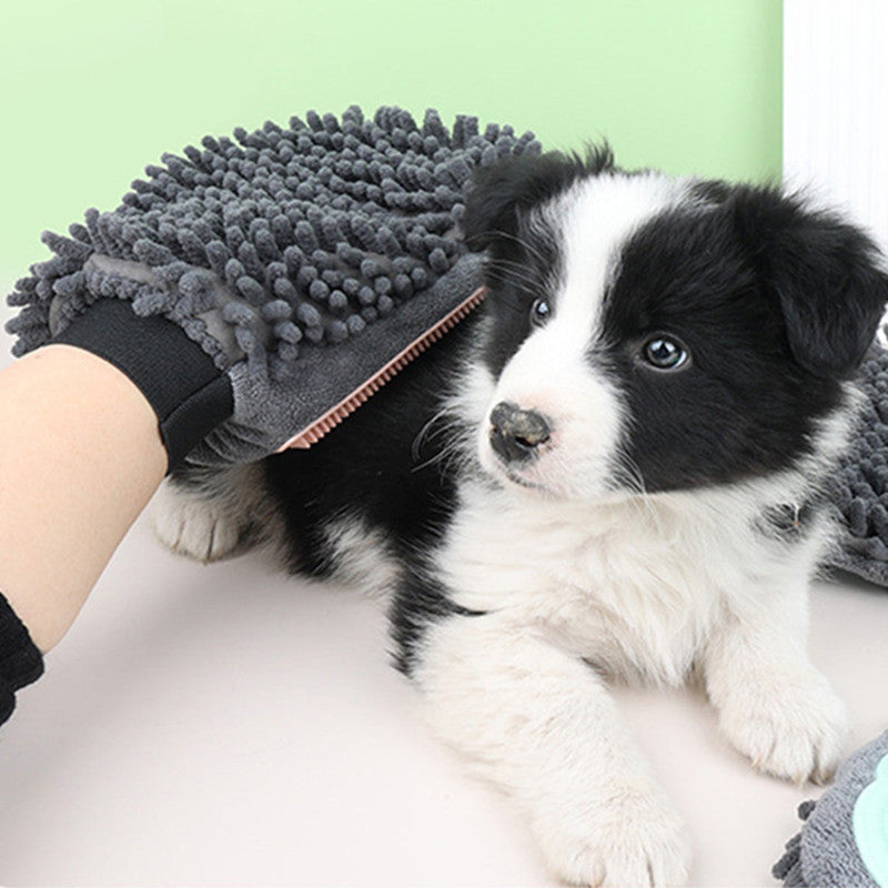 Pet Bathing Brush 2-in-1 Grooming Glove Elegant Dog - side view - PET'S FUN | pet supplies