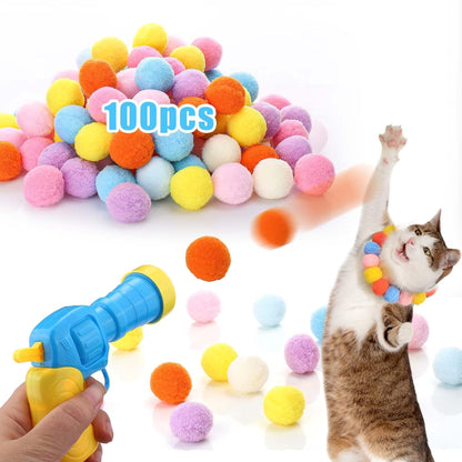 Cat Toy Ball Launcher Gun Cat Fetch Toy Gun Shooter - side view - PET'S FUN | cat entertainment