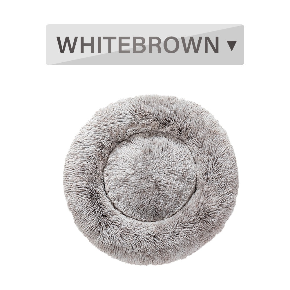 Fluffy Donut Dog Bed Warm Soft Long Plush Pet Cushion - detail view - PET'S FUN | premium pet products