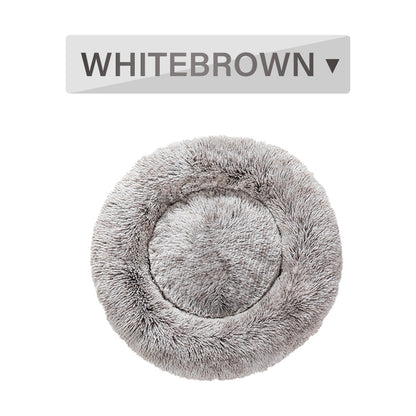 Fluffy Donut Dog Bed Warm Soft Long Plush Pet Cushion - detail view - PET'S FUN | premium pet products
