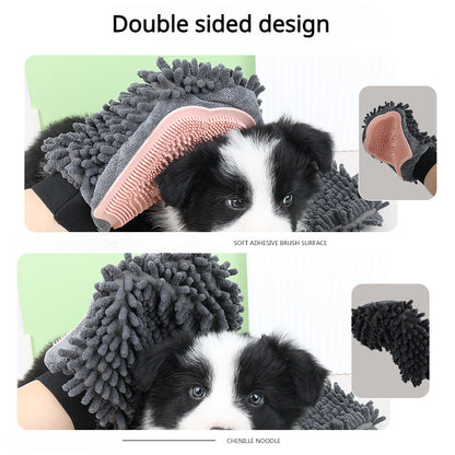 Pet Bathing Brush 2-in-1 Grooming Glove Elegant Dog - back view - PET'S FUN | pet accessories