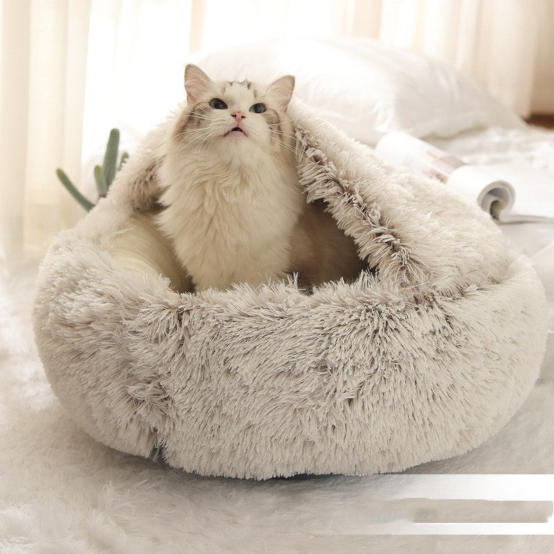 Soft Warm Velvet Cat Cave Nest Bed
