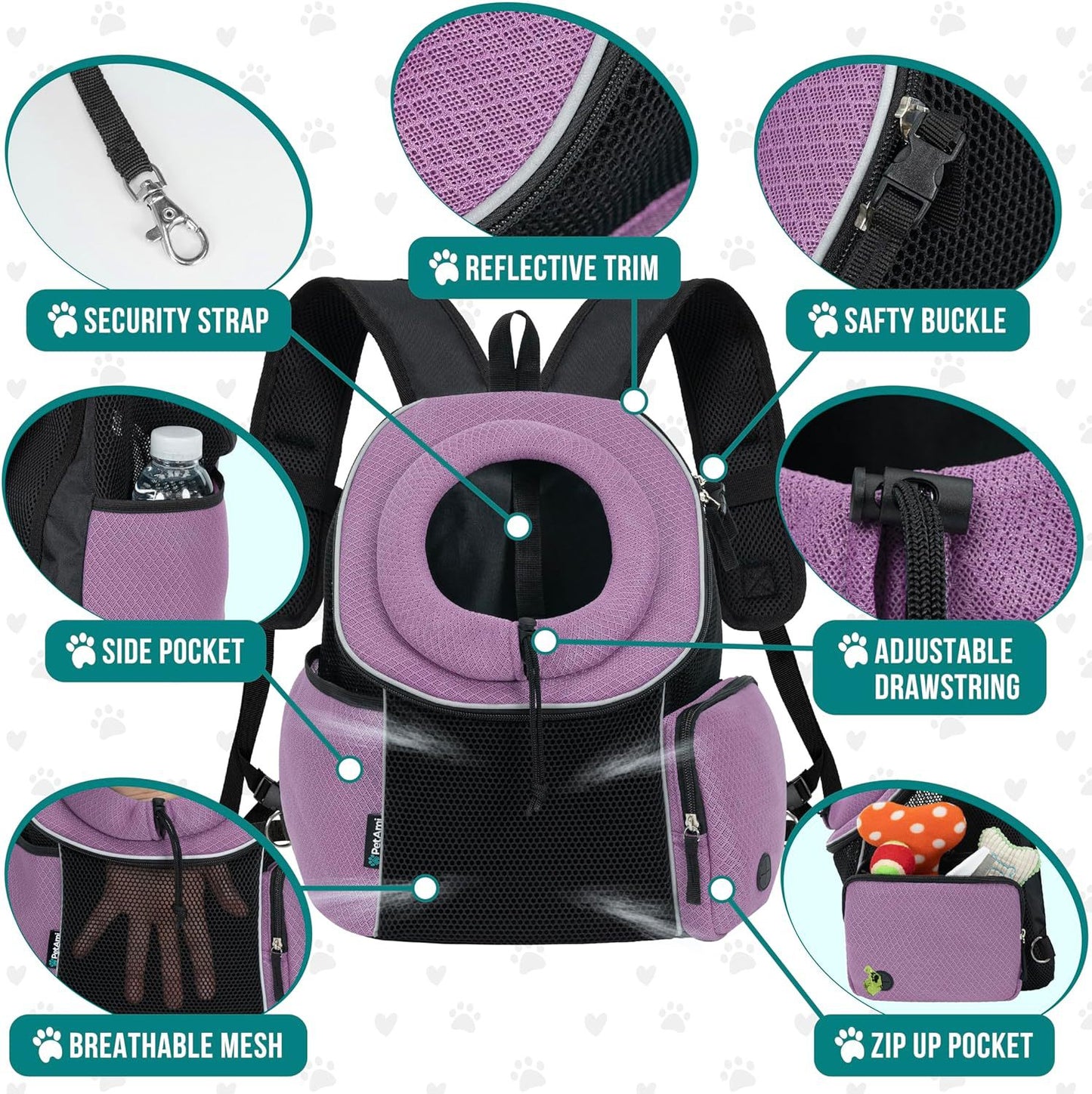 Pet Dog Carrier Bag Carrier For Dogs Backpack Portable - side view - PET'S FUN | dog supplies