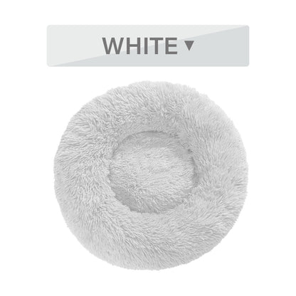 Fluffy Donut Dog Bed Warm Soft Long Plush Pet Cushion - back view - PET'S FUN | pet accessories