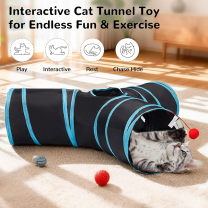 Cat Tunnel Toy 3-Way Collapsible Interactive Pet Tube