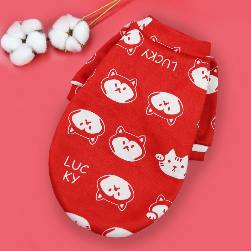 Printed Cartoon Pet Clothes Plus Velvet - angle view - PET'S FUN | pet accessories