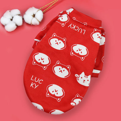 Printed Cartoon Pet Clothes Plus Velvet - angle view - PET'S FUN | pet accessories