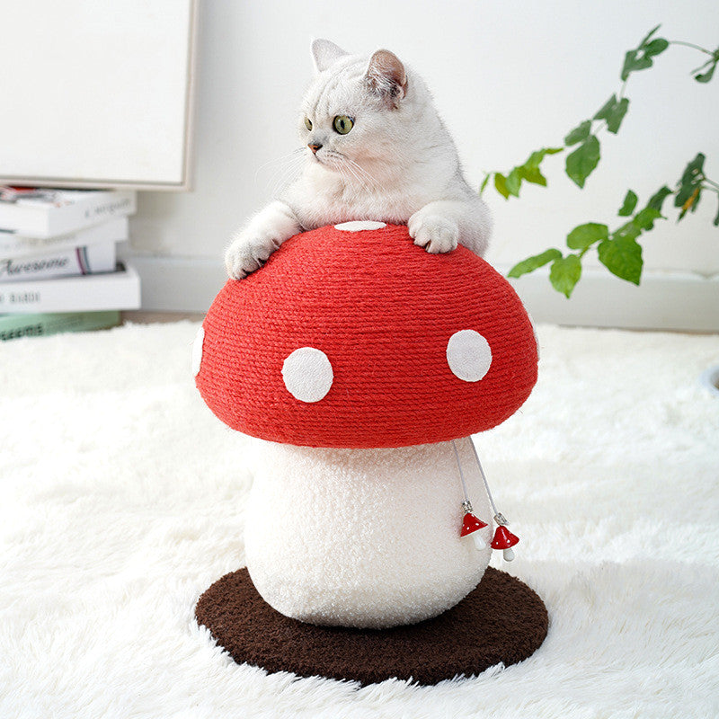 Red Mushroom Cat Climbing Frame - front view - PET'S FUN | cat toy