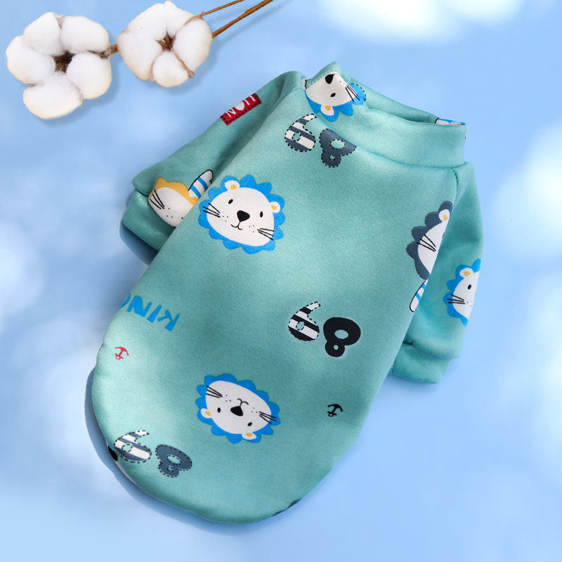 Printed Cartoon Pet Clothes Plus Velvet - side view - PET'S FUN | pet play