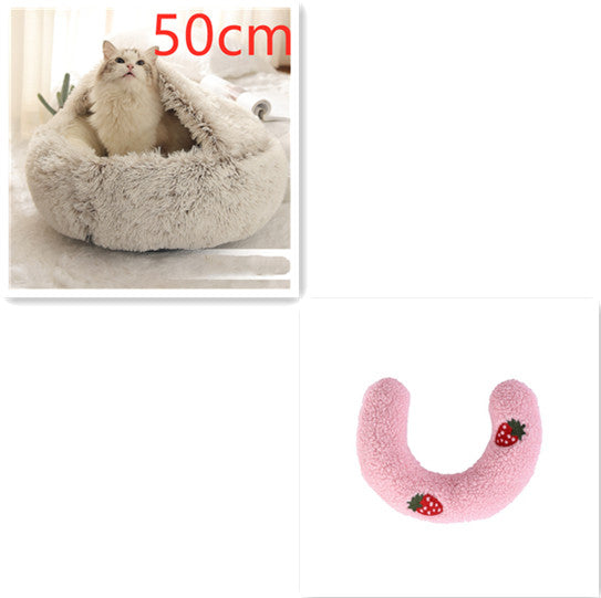 2 in 1 Dog and Cat Bed Pet Winter Bed Round Plush Warm - showcase view - PET'S FUN | pet accessories