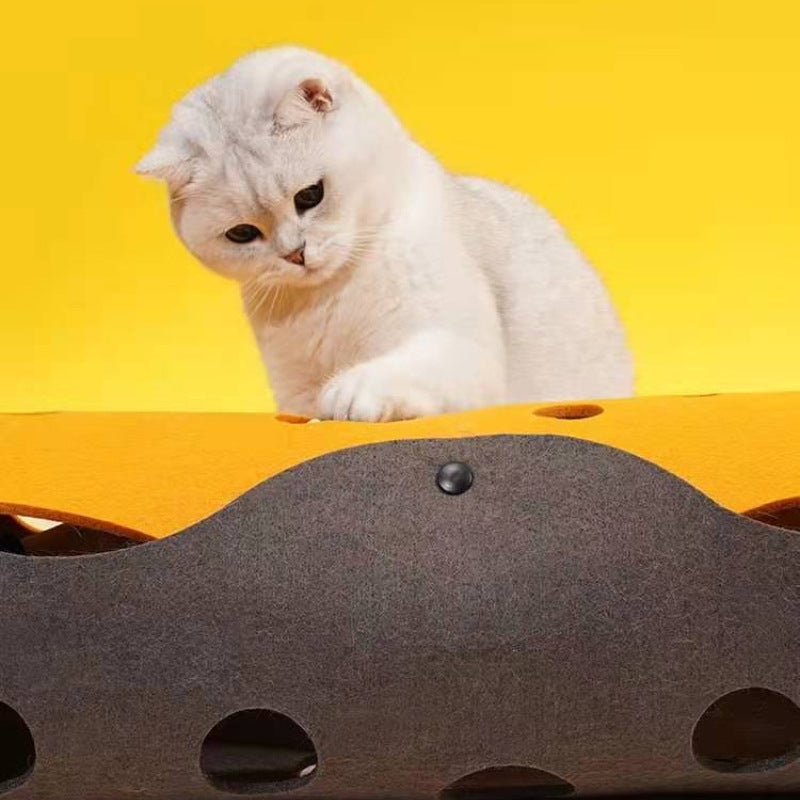 Shape-shifting Cat Nest Rolling Ground Totoro Tunnel - front view - PET'S FUN | cat bed