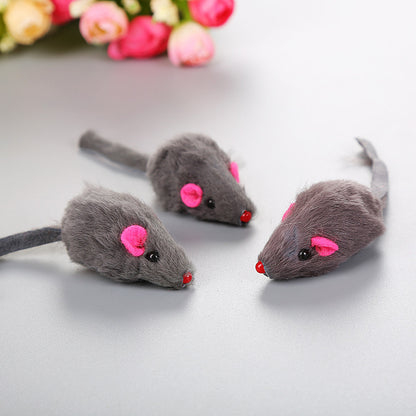 Cat Toy Large Rabbit Fur Mouse Pet Toy Plush Mouse Cat - detail view - PET'S FUN | cat supplies