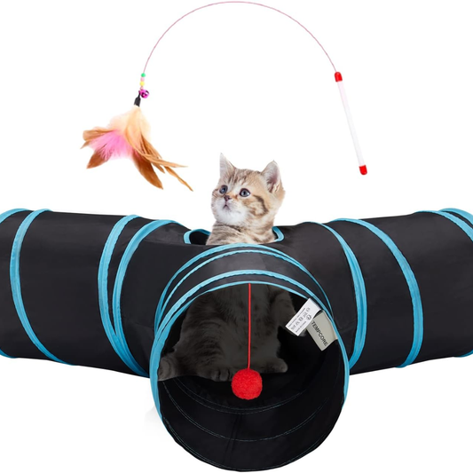 Cat Tunnel Toy 3-Way Collapsible Interactive Pet Tube