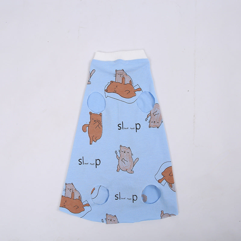 Hairless Cat Pure Cotton Shirt, Leopard - back view - PET'S FUN | cat accessories