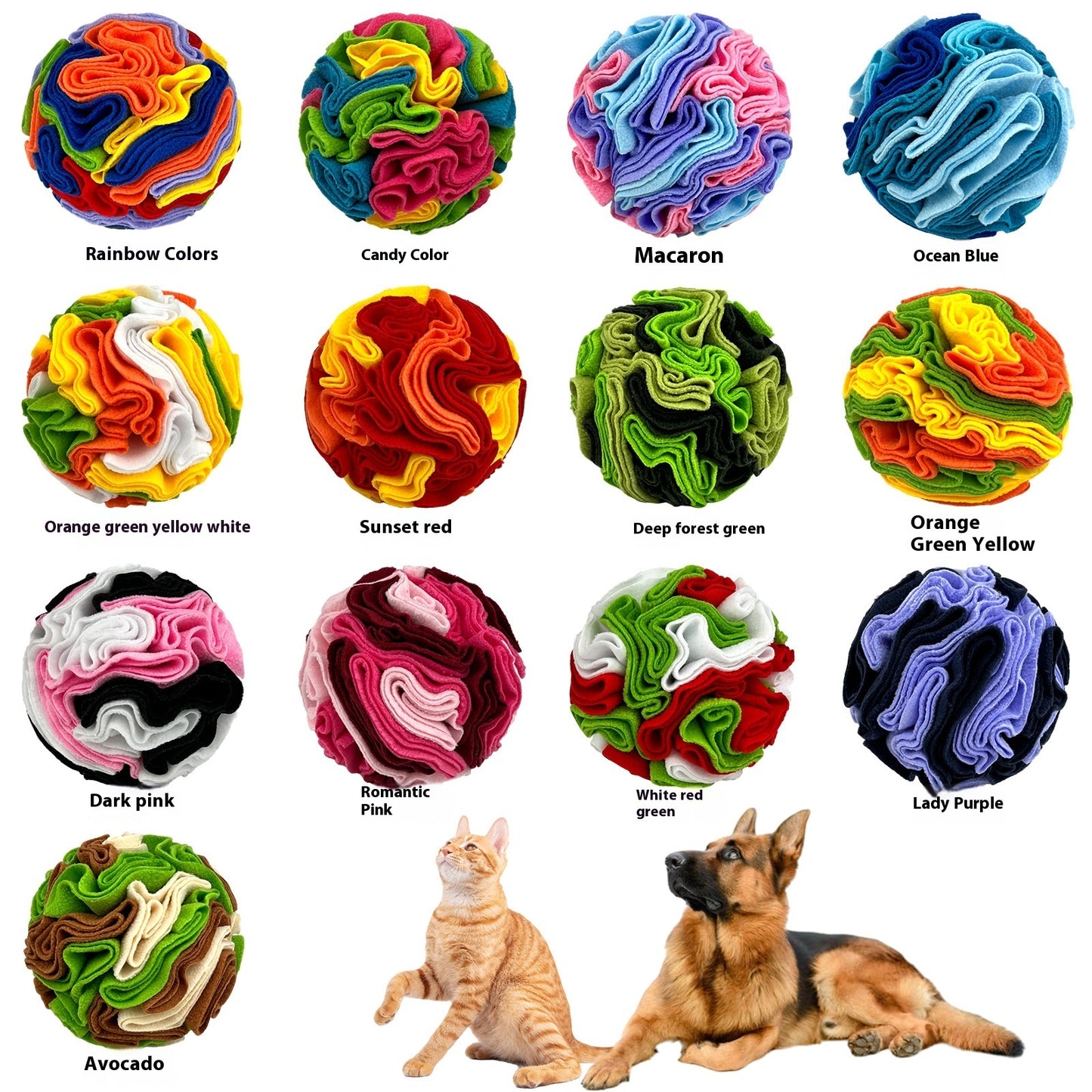 Pet Sniffing Toy Ball Molars Colorful Ball - side view - PET'S FUN | dog supplies
