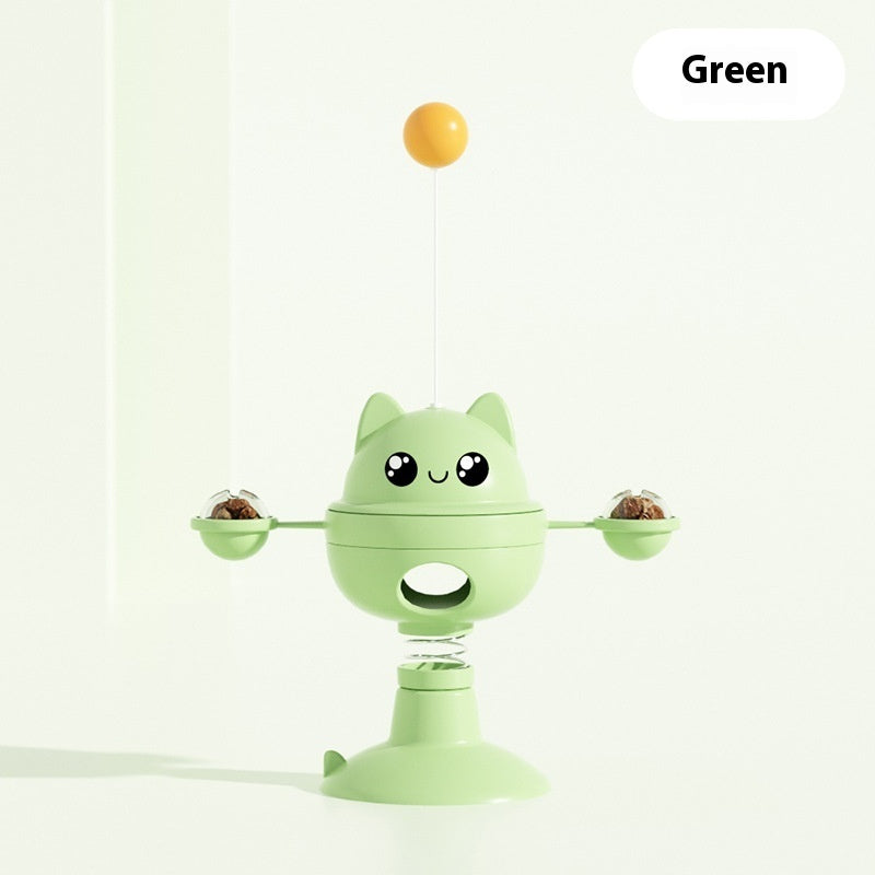 Pet Suction Cup Rotatable Food Leakage Cat Toy - side view - PET'S FUN | interactive cat toy