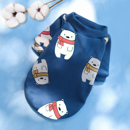 Printed Cartoon Pet Clothes Plus Velvet - detail view - PET'S FUN | pet accessories