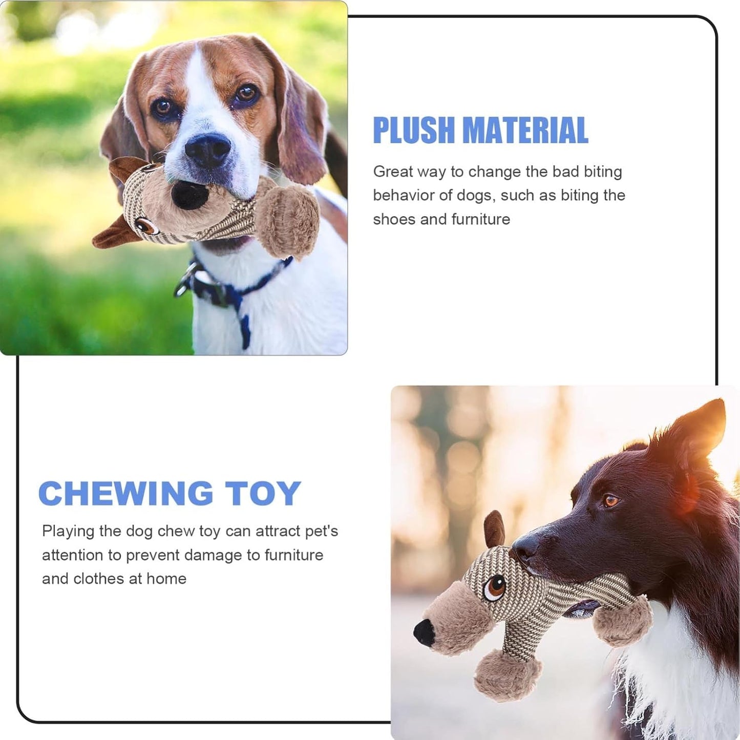 Large Dog Squeaky Toys Stuffed Animal Dog Plush Toy - side view - PET'S FUN | dog entertainment