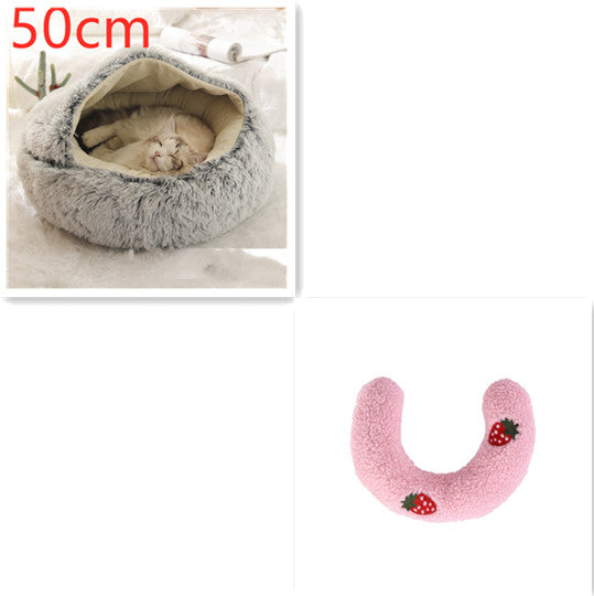 2 in 1 Dog and Cat Bed Pet Winter Bed Round Plush Warm - showcase view - PET'S FUN | pet entertainment