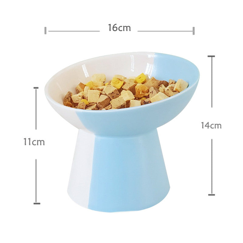 Ceramic Pet Slant Mouth Dog And Cat Food Bowl Set - back view - PET'S FUN | pet play