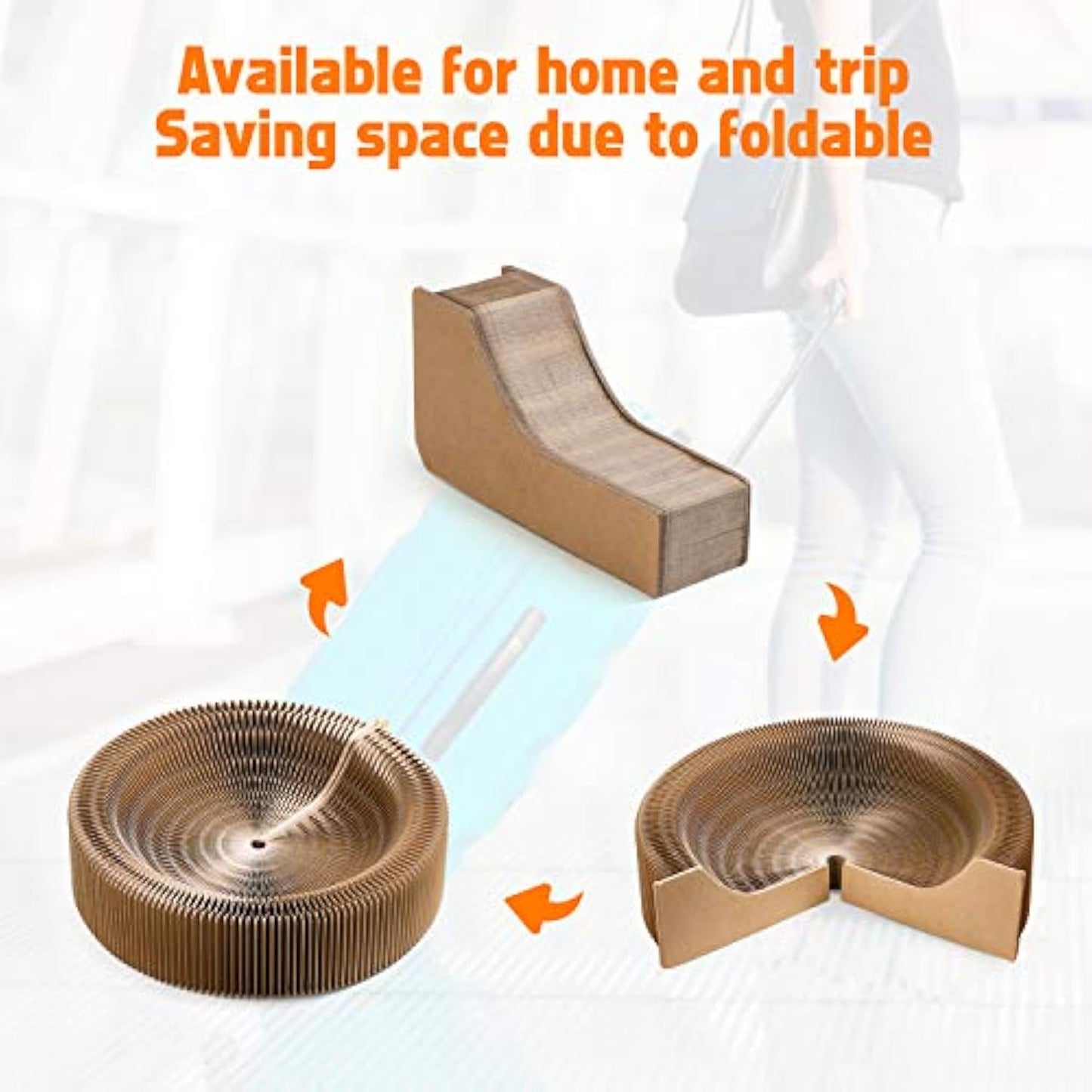 Collapsible Cat Scratcher Lounge Bed Cardboard Cat Bed - back view - PET'S FUN | cat accessories