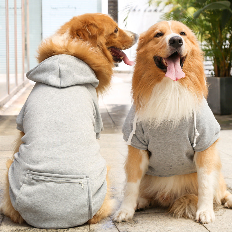 Fashion Pet Dog Simple Zipper Pocket Sweater - back view - PET'S FUN | dog accessories