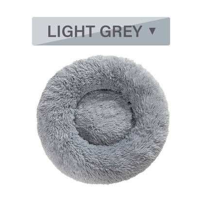 Fluffy Donut Dog Bed Warm Soft Long Plush Pet Cushion - in use view - PET'S FUN | pet accessories