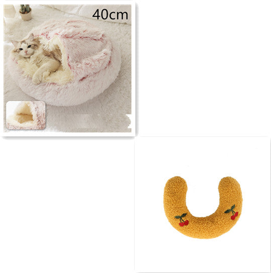 2 in 1 Dog and Cat Bed Pet Winter Bed Round Plush Warm - side view - PET'S FUN | pet toy