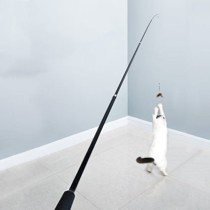 Pet Toy Cat-teasing Stick Extendable 180cm Rod Feather - front view - PET'S FUN | cat bed