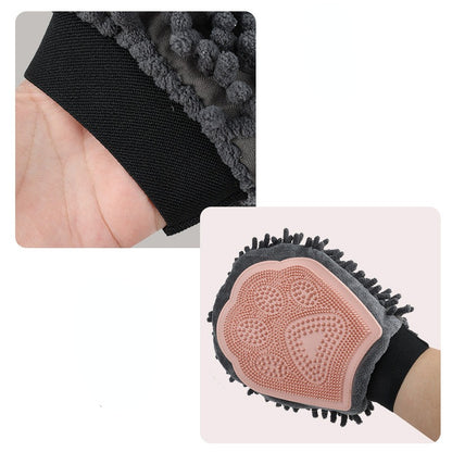 Pet Bathing Brush 2-in-1 Grooming Glove Elegant Dog - back view - PET'S FUN | pet play