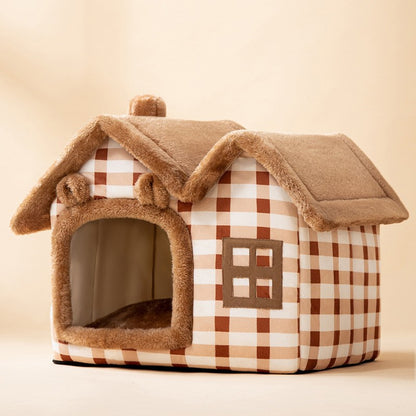 Foldable Dog House Pet Cat Bed Winter Dog Villa Sleep - lifestyle view - PET'S FUN | interactive pet toy