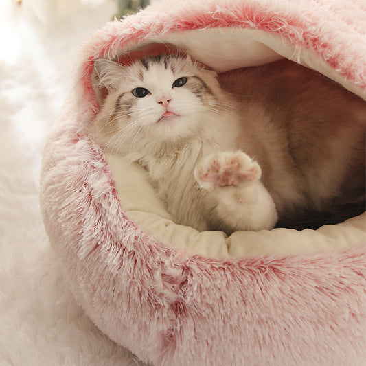 Soft Warm Velvet Cat Cave Nest Bed